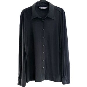 👕🏢 NORMA KAMALI Black Button Down‎ Premium Stretch Shirt | XXL Luxe Workwear
